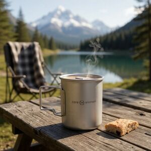 100%‎ Titanium Cookware Mug 15oz 450ml Cup Mug Ultralight with Pouch